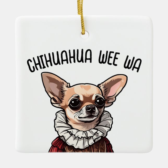 Chihuahua wee wa keramikornament (Vorderseite)