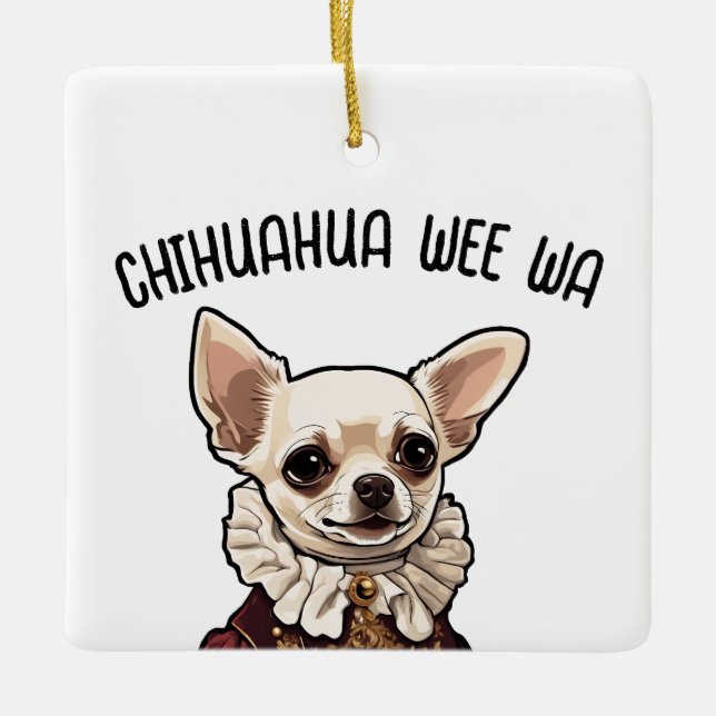 Chihuahua wee wa keramikornament (Vorderseite)