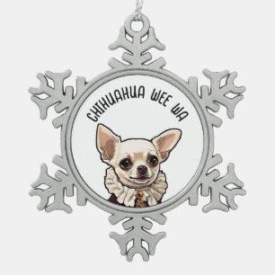 Chihuahua wee wa schneeflocken Zinn-Ornament
