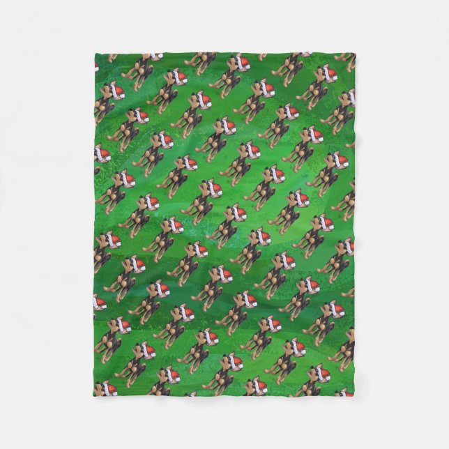 Chihuahua Weihnachten auf Grün Fleecedecke (Vorderseite)