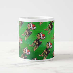 Chihuahua Weihnachten auf Grün Jumbo-Tasse