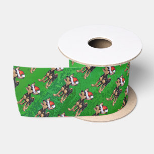 Chihuahua Weihnachten auf Grün Satinband