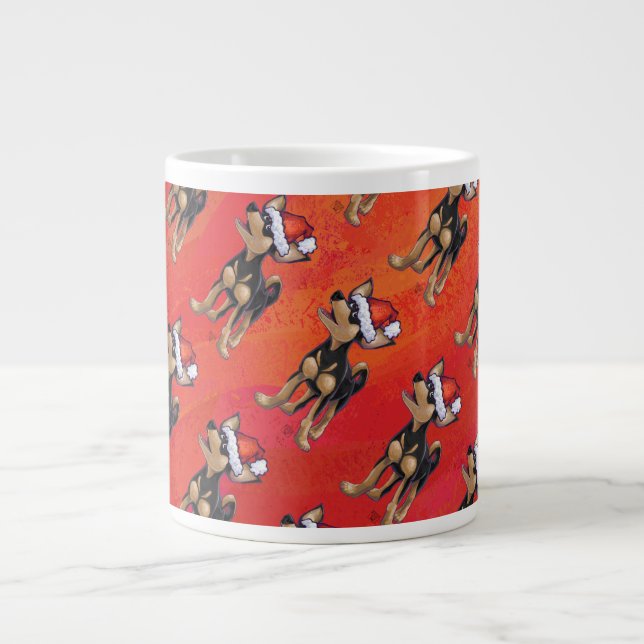 Chihuahua Weihnachten auf Rot Jumbo-Tasse (Vorderseite)