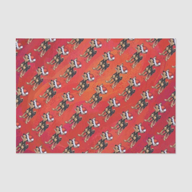 Chihuahua Weihnachten auf Rot Seidenpapier (Vorderseite)