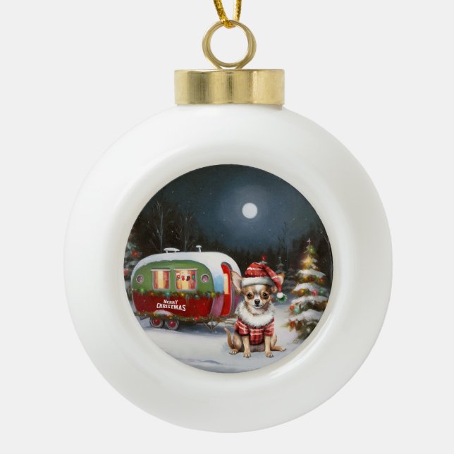 Chihuahua Weihnachten Keramik Kugel-Ornament (Vorderseite)