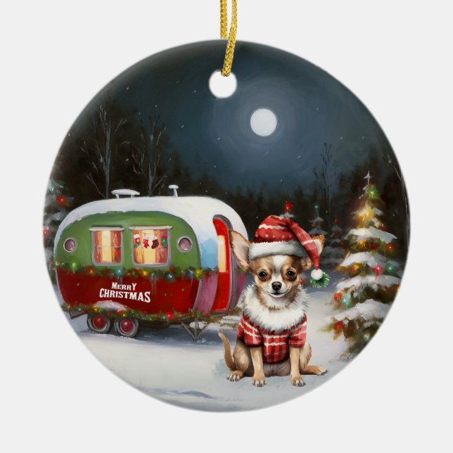 Chihuahua Weihnachten Keramik Ornament (Vorne)