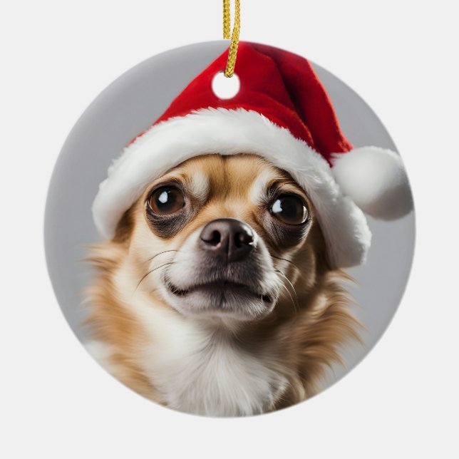 Chihuahua Weihnachten Keramik Ornament (Vorne)