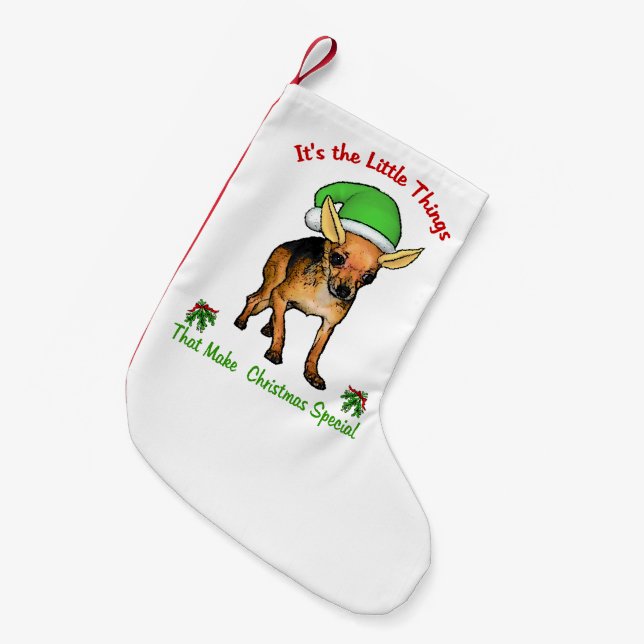 Chihuahua Weihnachten Kleiner Weihnachtsstrumpf (Vorderansicht (hängend))