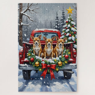 Chihuahua Weihnachten Roter LKW Urlaub