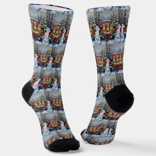 Chihuahua Weihnachten Rotes Lastwagen Ferien Socken