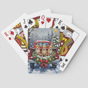 Chihuahua Weihnachten Rotes Lastwagen Urlaub Spielkarten