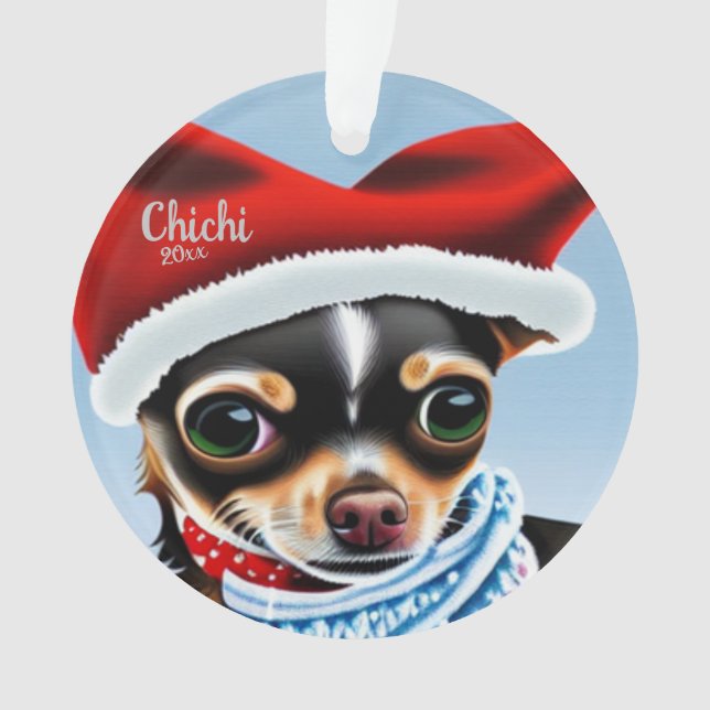 Chihuahua Weihnachten, Santa Dog Ornament (Vorderseite)
