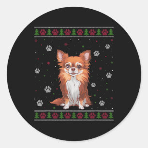 Chihuahua Weihnachts-Sweater Xmas Haustier Tier Hu Runder Aufkleber