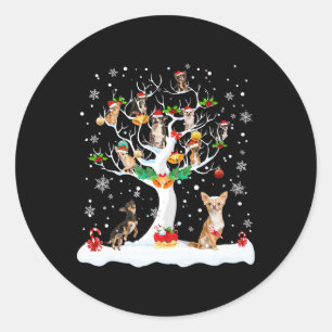 Chihuahua Weihnachts Weihnachtsbaum Hund Lover Men Runder Aufkleber