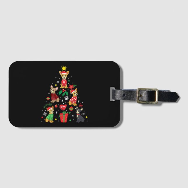 Chihuahua Weihnachtsbaum Gepäckanhänger (Vorderseite (Horizontal))