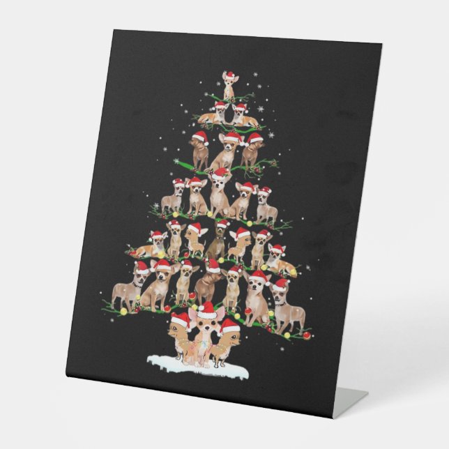Chihuahua-Weihnachtsbaum Lustiger Weihnachten Chih Sockelschild (Vorderseite)