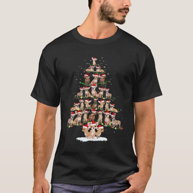 Chihuahua-Weihnachtsbaum Lustiger Weihnachten-Shir T-Shirt (Vorderseite)