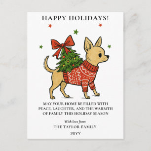 Chihuahua-Weihnachtsbaumträger-Haustierhund Feiertagspostkarte