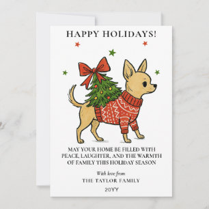 Chihuahua-Weihnachtsbaumträger-Hund Feiertagskarte
