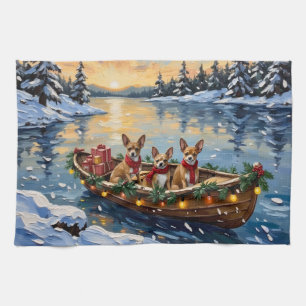 Chihuahua-Weihnachtsboot-Feiertag Geschirrtuch