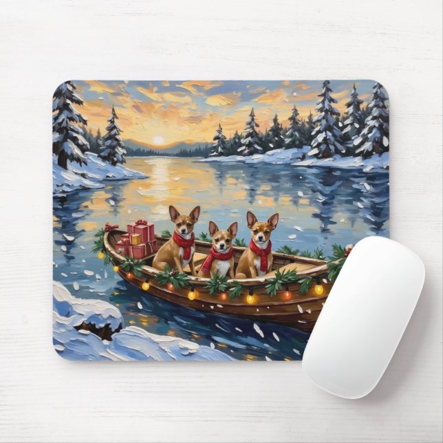 Chihuahua-Weihnachtsboot-Feiertag Mousepad (Mit Mouse)