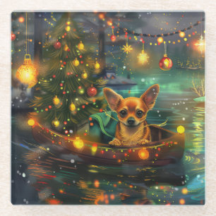 Chihuahua Weihnachtsfest Reise Glasuntersetzer