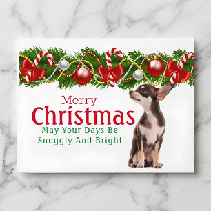 Chihuahua-Weihnachtsgirlande-Karte Feiertagspostkarte