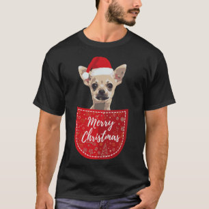 Chihuahua Weihnachtshund in der Tasche T-Shirt