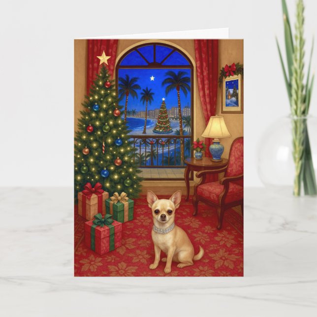 Chihuahua-Weihnachtskarte Feiertagskarte (Vorderseite)
