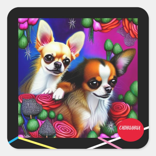 CHIHUAHUA Weihnachtskleber Quadratischer Aufkleber (Vorderseite)