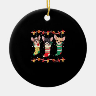 Chihuahua Weihnachtslichter Lustige Xmas Hunde Lie Keramik Ornament