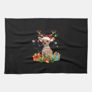 Chihuahua-Weihnachtslichter-Santa-Overized-T-Shirt Geschirrtuch