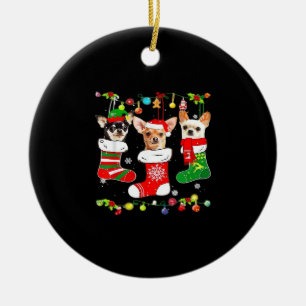 Chihuahua Weihnachtslichter Xmas Hund Klassisches Keramik Ornament