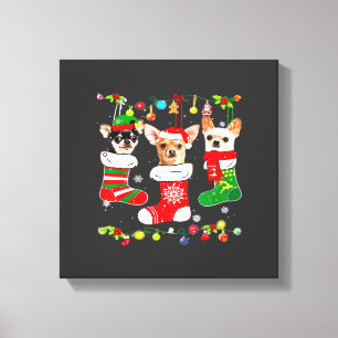 Chihuahua Weihnachtslichter Xmas Hund Klassisches Leinwanddruck