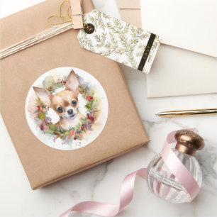 Chihuahua Weihnachtsmann Weihnachtsfest Runder Aufkleber