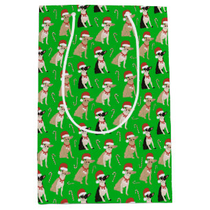 Chihuahua Weihnachtsmannmütze Candy Cane Green Chr Mittlere Geschenktüte
