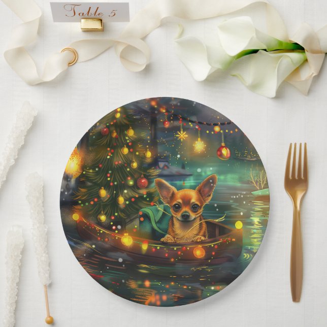 Chihuahua Weihnachtsreise Pappteller (Hochzeit)