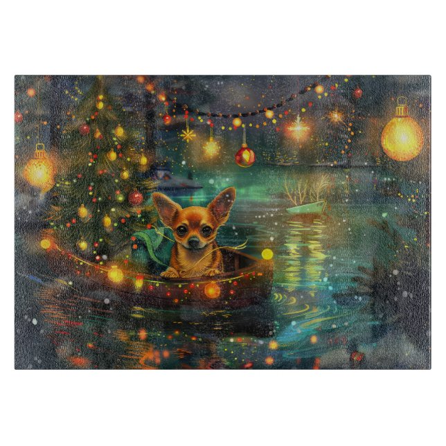 Chihuahua Weihnachtsreise Schneidebrett (Vorderseite)