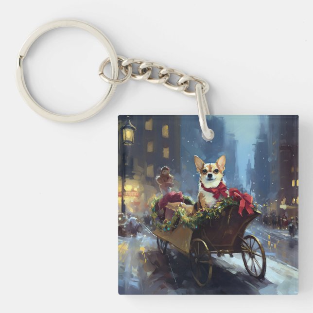 Chihuahua Weihnachtszeit Schlüsselanhänger (Vorderseite)