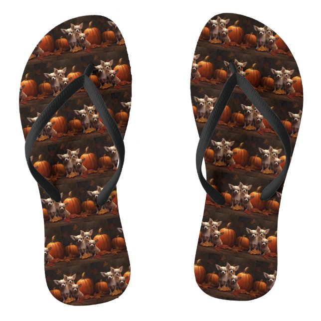 Chihuahua Welpe Autumn Delight Pumpkin Flip Flops (Fußbett)