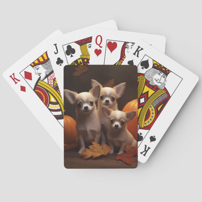 Chihuahua Welpe Autumn Delight Pumpkin Spielkarten (Rückseite)