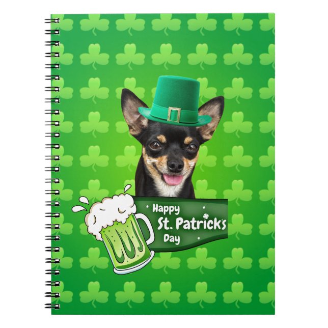 Chihuahua Welpe Dog St. Patrick's Day Green Clover Notizblock (Vorderseite)