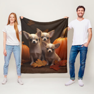 Chihuahua-Welpe Herbstfreude Kürbis Fleecedecke