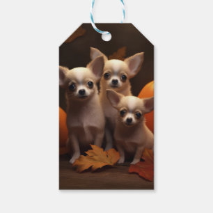 Chihuahua-Welpe Herbstfreude Kürbis Geschenkanhänger