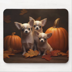 Chihuahua-Welpe Herbstfreude Kürbis Mousepad