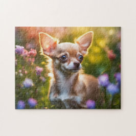 Chihuahua Welpe im Feld Blume