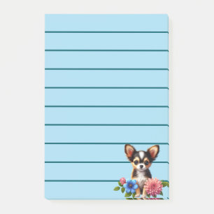 Chihuahua Welpe mit dekorativen Blume Post-it Klebezettel