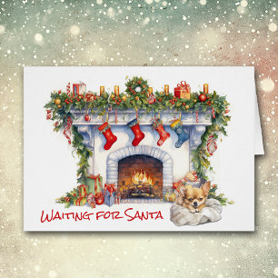 Chihuahua Welpe Weihnachtsfeiertag warten auf Sant