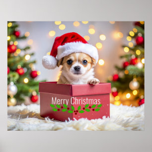 Chihuahua-Welpenhundes Weihnachten Poster