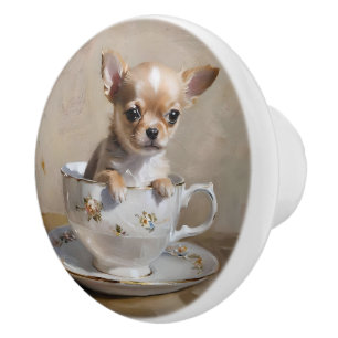 Chihuahua-Welpenölfarbe Keramikknauf